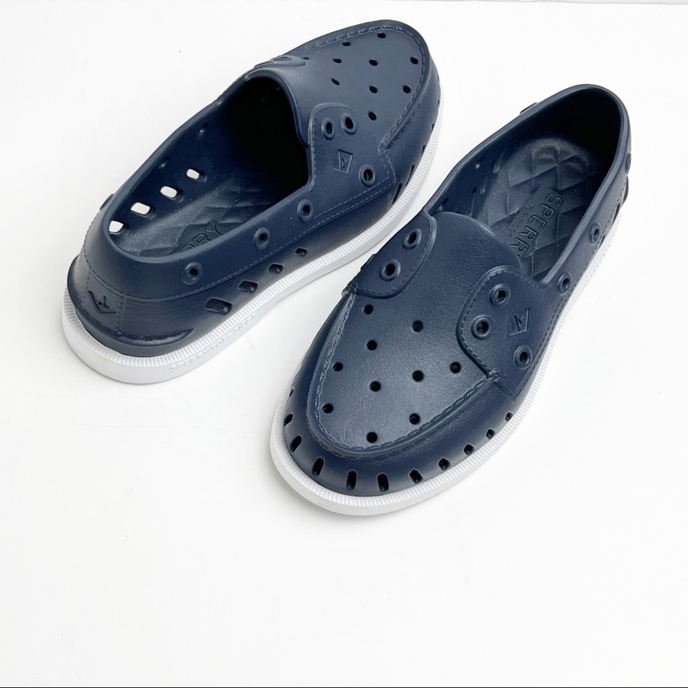 SPERRY Navy Original Float Boat Lightweight Speckled Slip On Boat Shoes, Size 6